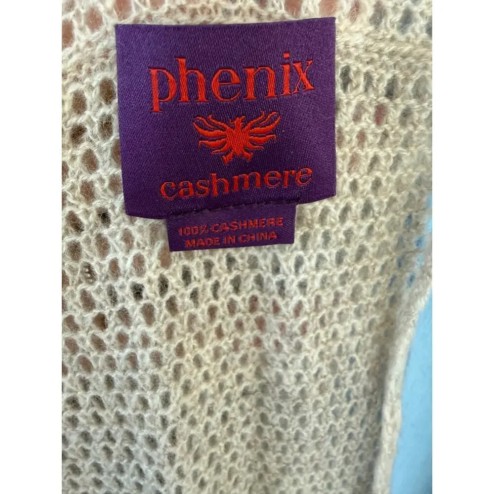 Phenix 100% Cashmere Knit Infinity Scarf Oatmeal Beige Luxury Soft Scarf